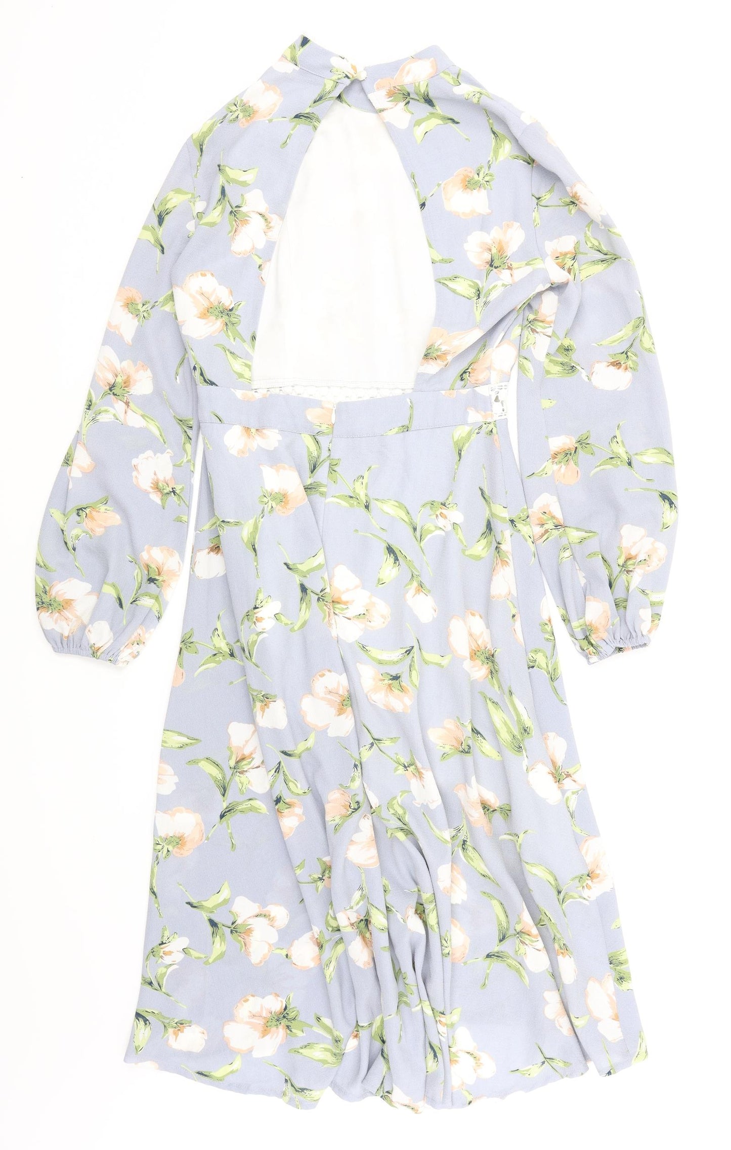 Boohoo Womens Blue Floral  Fit & Flare  Size 10