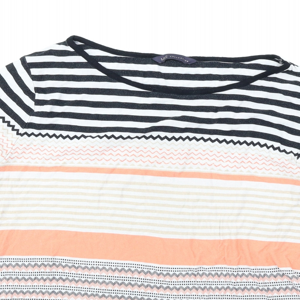 M&S Womens Orange Striped  Basic T-Shirt Size 18