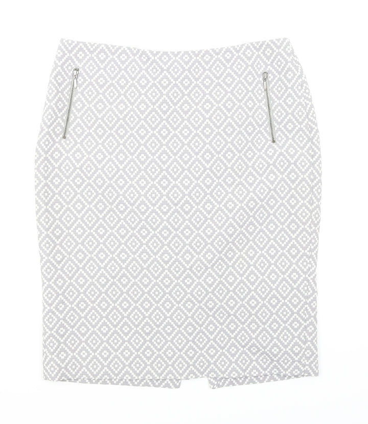 M&S Womens Grey Argyle/Diamond A-Line Skirt Size 14