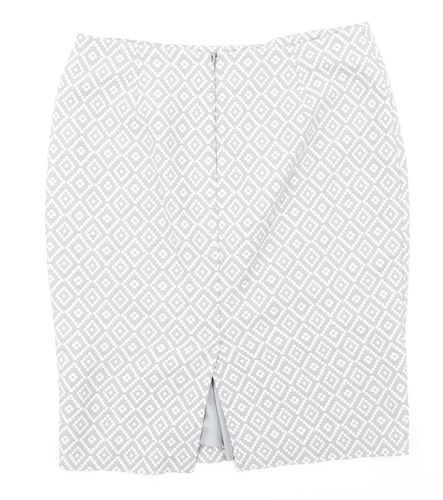 M&S Womens Grey Argyle/Diamond  A-Line Skirt Size 14