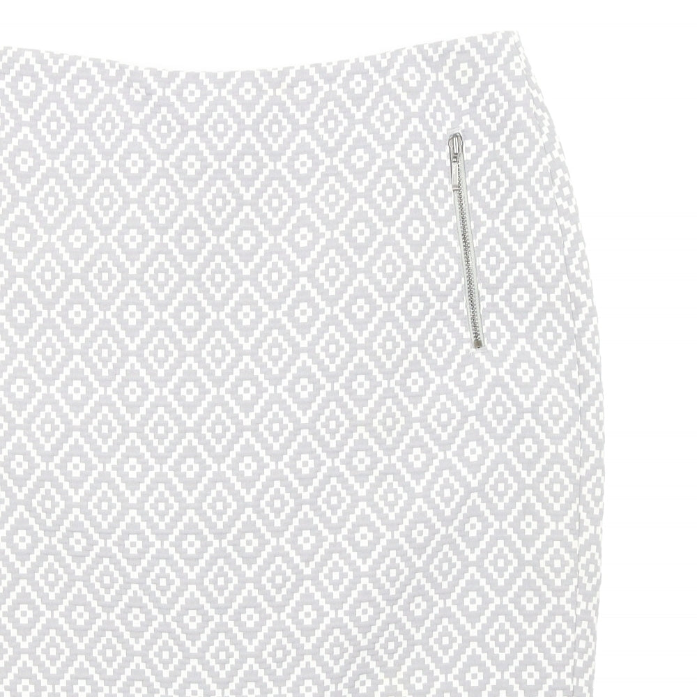 M&S Womens Grey Argyle/Diamond  A-Line Skirt Size 14