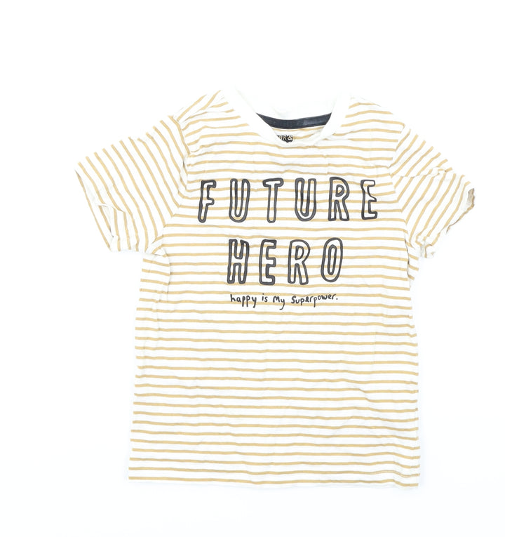 F&F Boys Brown Striped Basic T-Shirt Size 3-4 Years