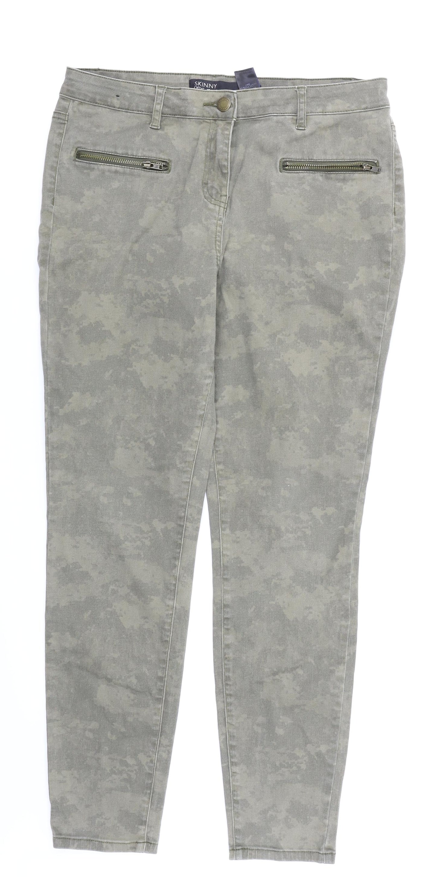 NEXT Womens Green Camouflage Denim Skinny Jeans Size 14 L28 in