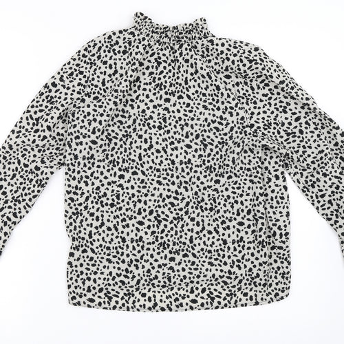 Preworn Womens Grey Animal Print  Basic Blouse Size 8