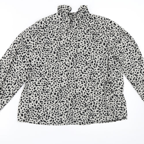 Preworn Womens Grey Animal Print  Basic Blouse Size 8