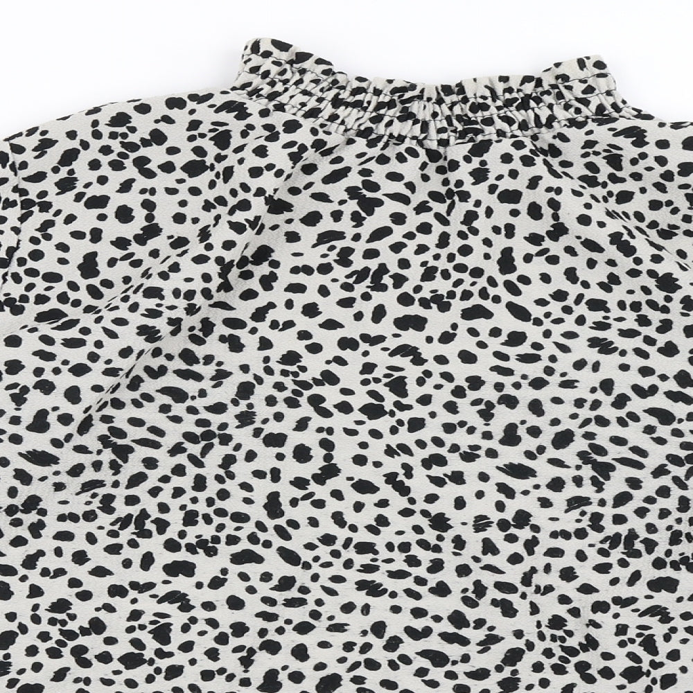 Preworn Womens Grey Animal Print  Basic Blouse Size 8
