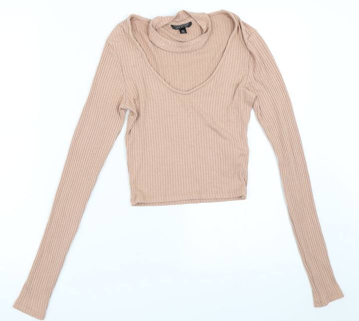 Topshop Womens Beige Basic T-Shirt Size 8