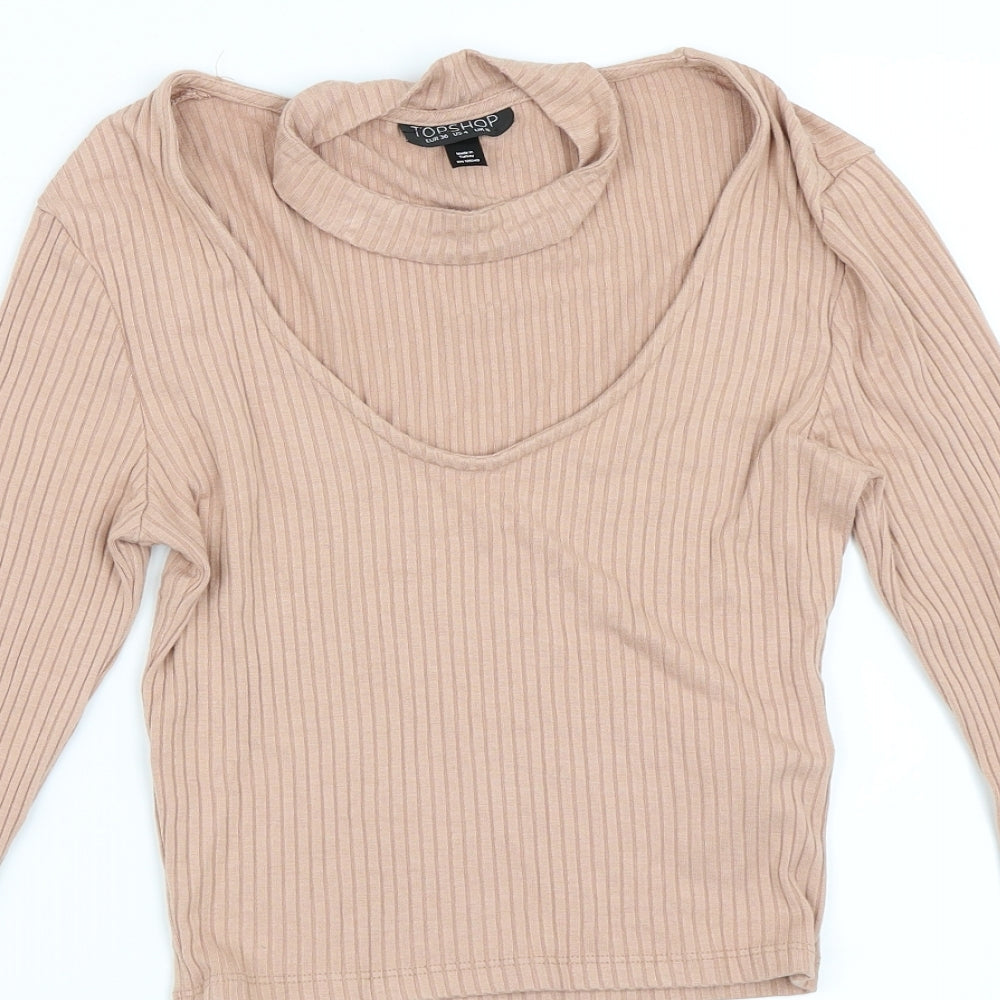 Topshop Womens Beige   Basic T-Shirt Size 8