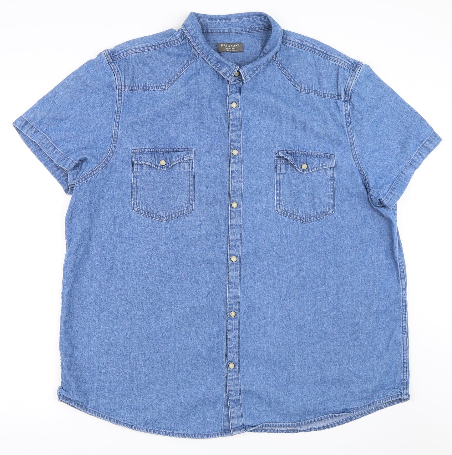 Primark Mens Blue  Denim  Button-Up Size 3XL