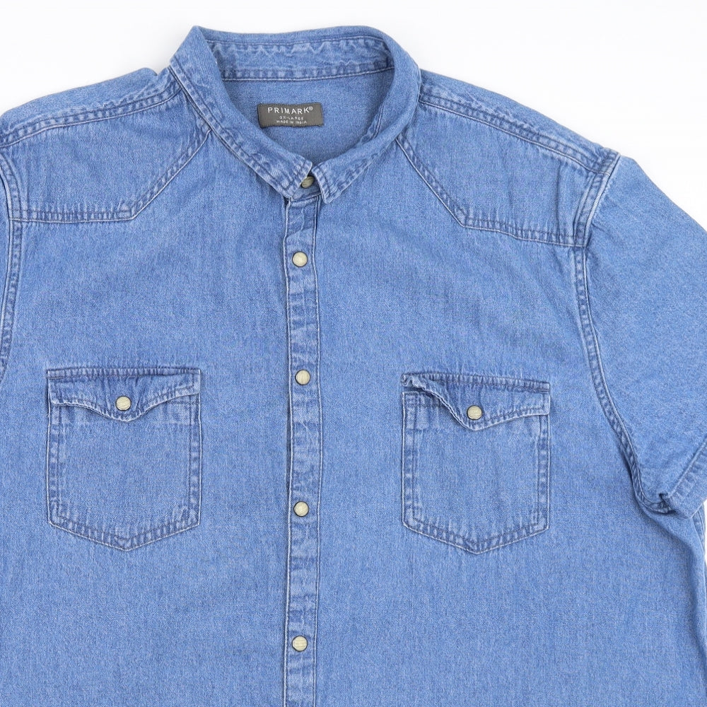 Primark Mens Blue  Denim  Button-Up Size 3XL