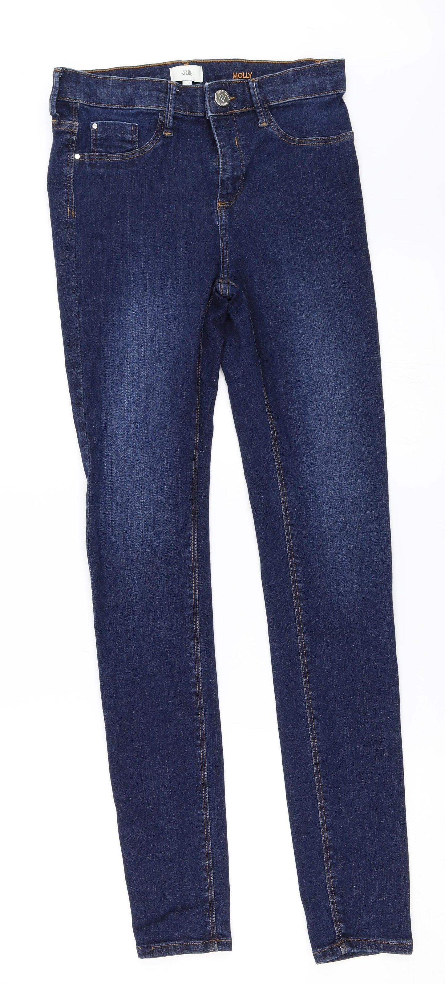 River Island Womens Blue  Denim Skinny Jeans Size 10 L30 in - Molly Jeans
