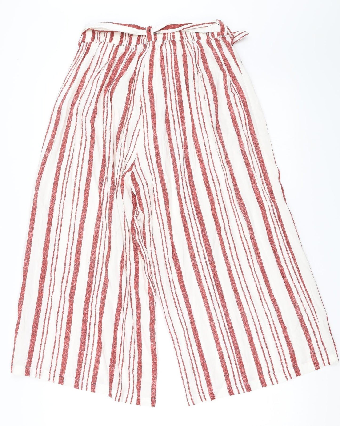 Primark Womens Ivory Striped  Cropped Trousers Size 10 L21 in - Culotte