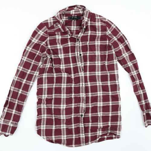 Fiftyfive Womens Red Check  Basic Blouse Size M