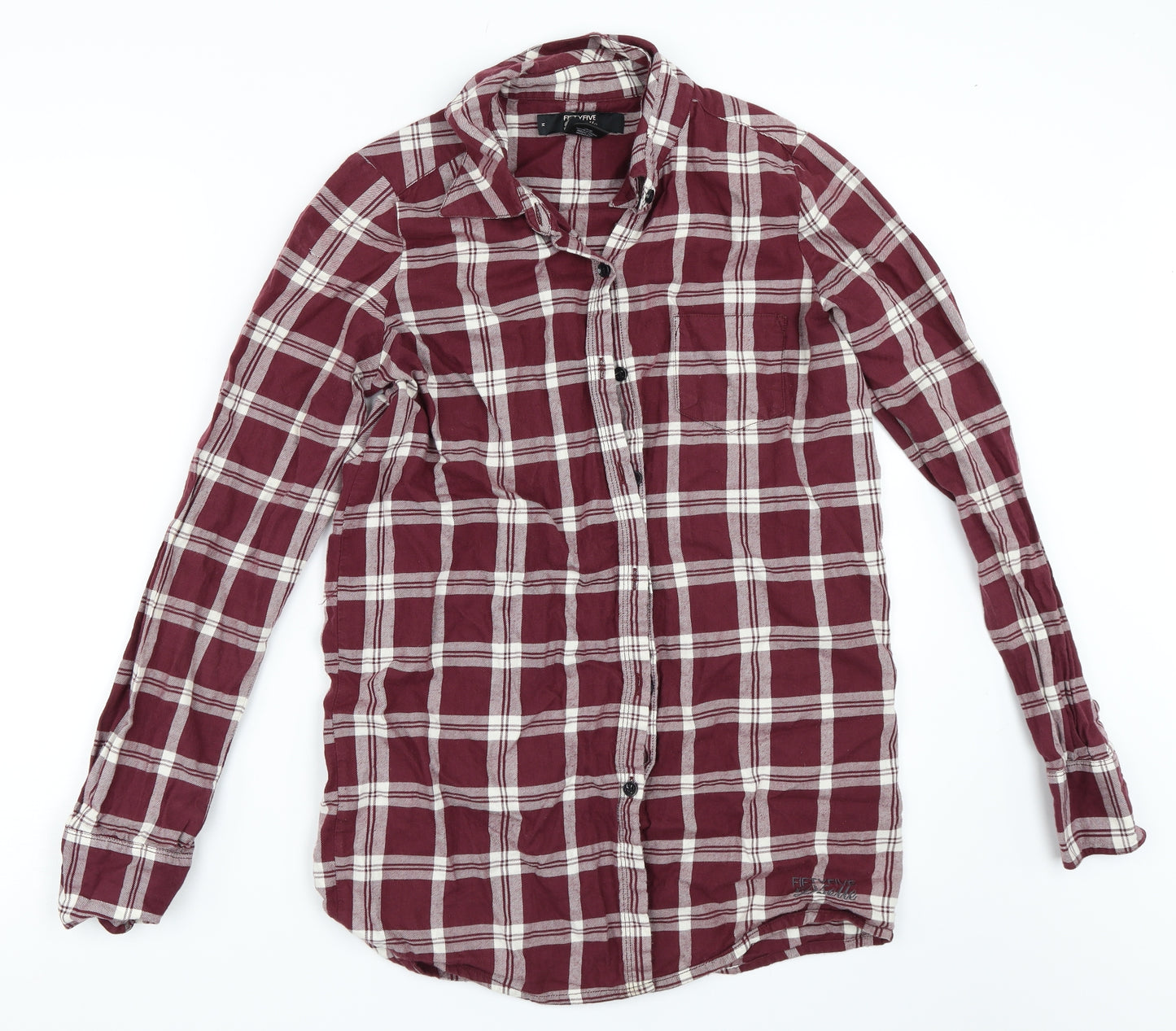 Fiftyfive Womens Red Check  Basic Blouse Size M
