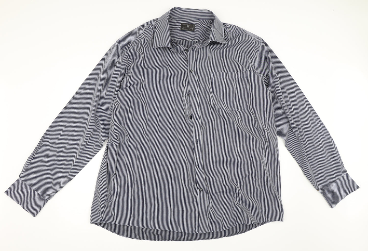 Marks and Spencer Mens Blue Striped   Dress Shirt Size 18.5