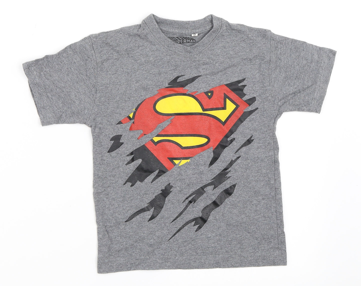 Preworn Boys Grey   Basic T-Shirt Size S  - Superman