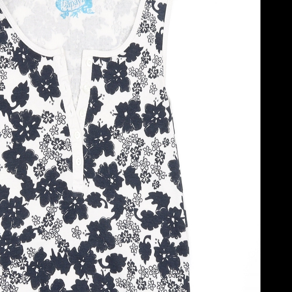 Papaya Womens White Floral  Basic Tank Size 14