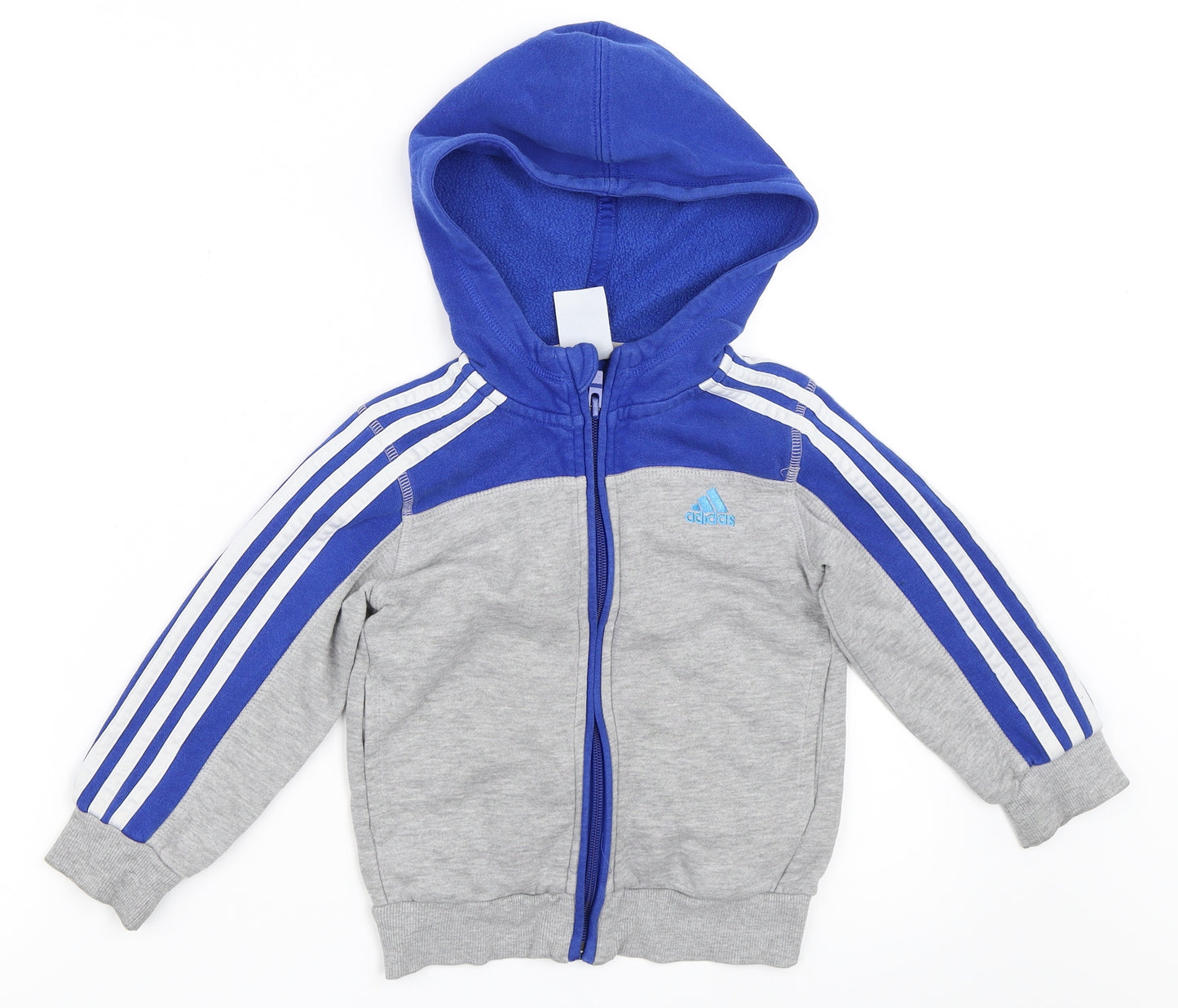 adidas Boys Grey   Full Zip Hoodie Size 3-4 Years