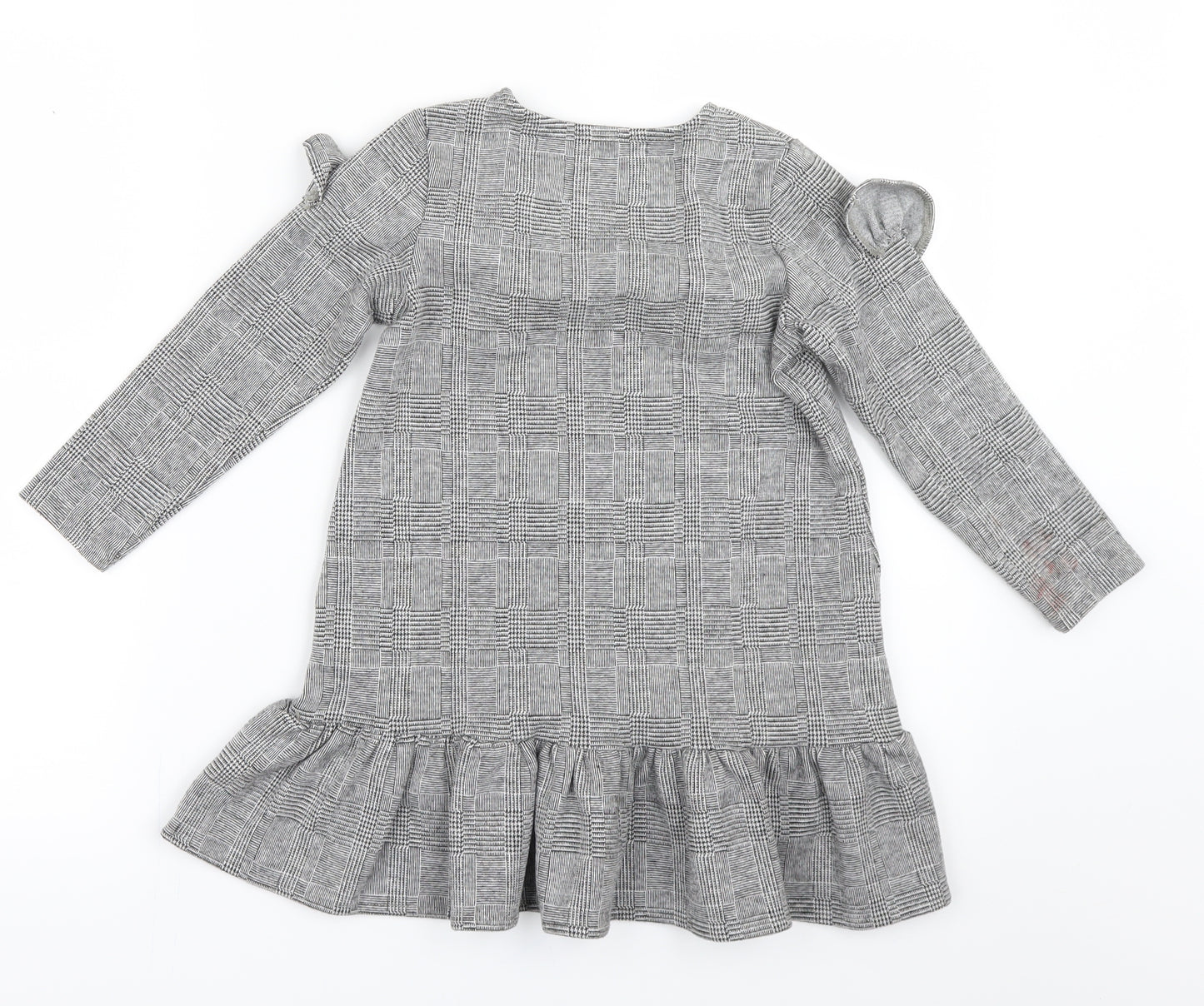 RESERVED Girls Grey Houndstooth  Shirt Dress  Size 6 Years