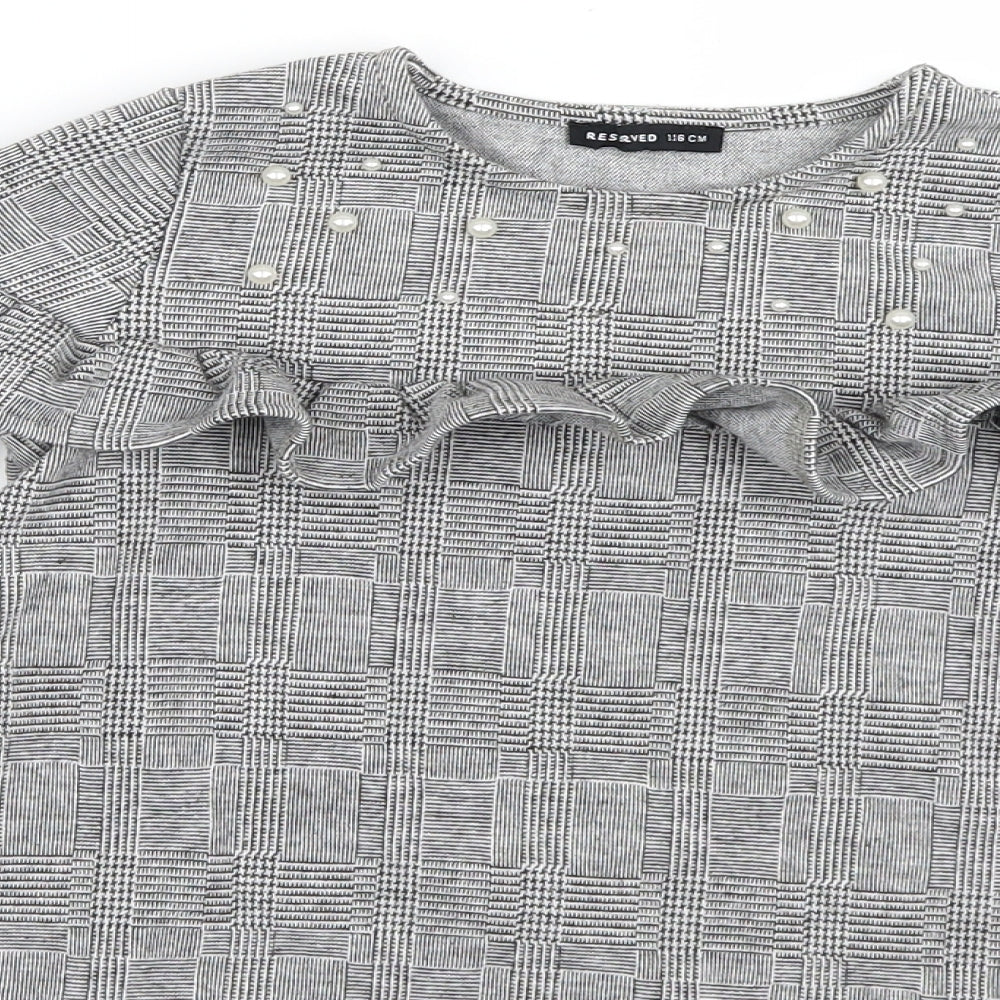 RESERVED Girls Grey Houndstooth  Shirt Dress  Size 6 Years