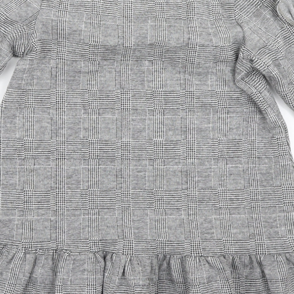 RESERVED Girls Grey Houndstooth  Shirt Dress  Size 6 Years