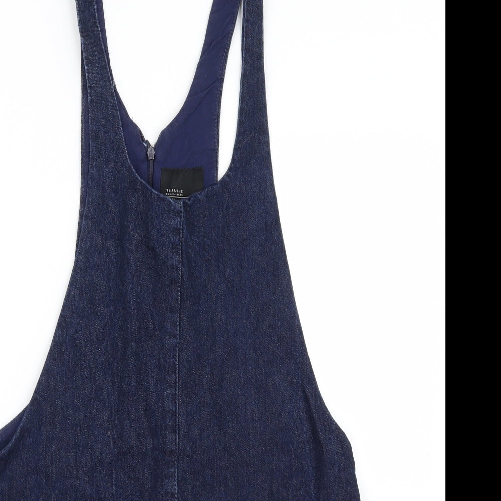 Zara Womens Blue  Denim Pinafore/Dungaree Dress  Size 10