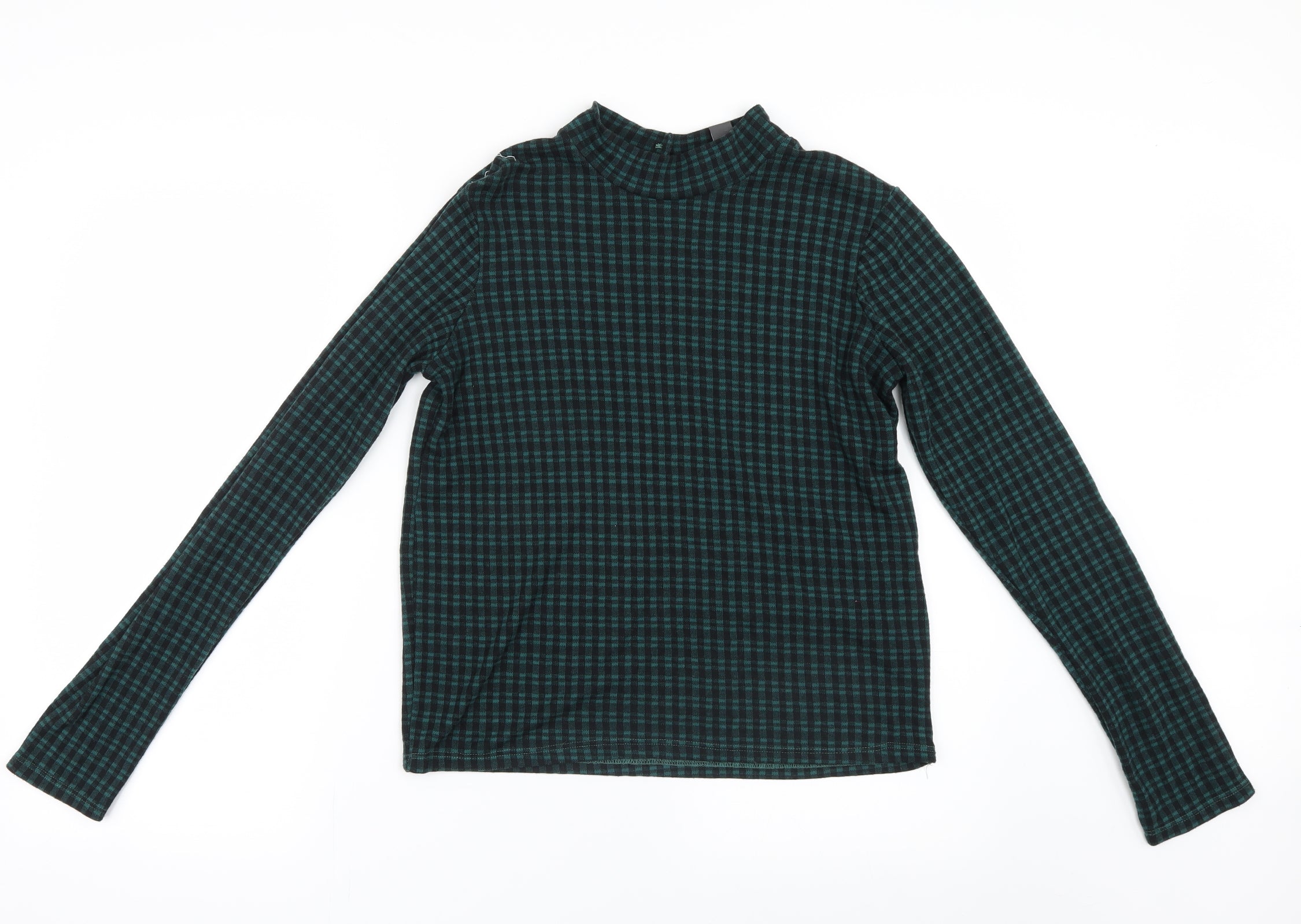 Primark Womens Green Check Basic T-Shirt Size 12 – Preworn