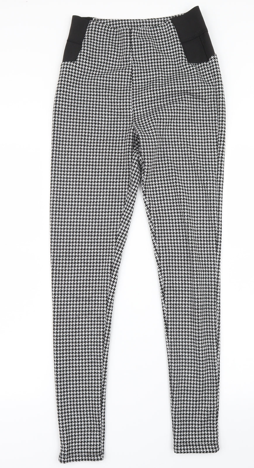 F&F Womens Black Houndstooth  Carrot Leggings Size 8 L28.5 in