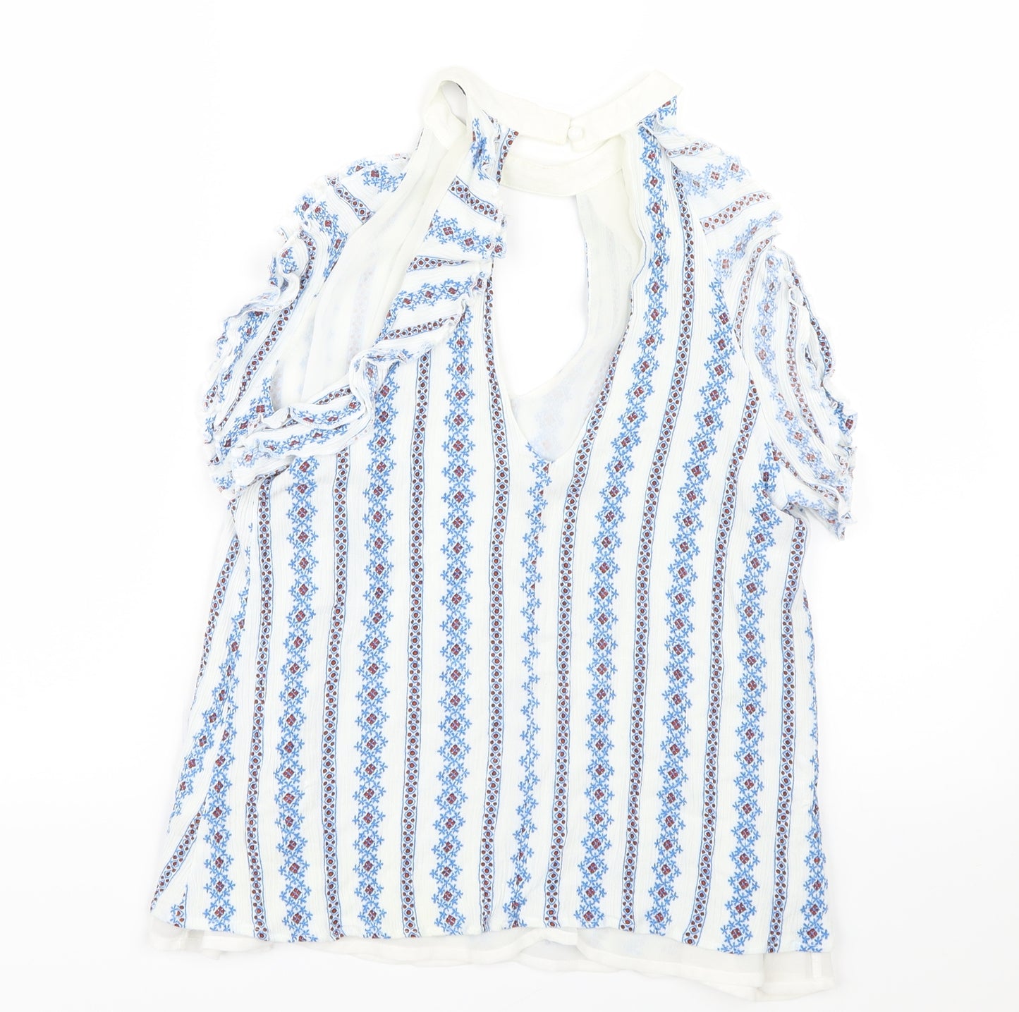 CAMEO ROSE Womens Blue Geometric  Basic Blouse Size 12