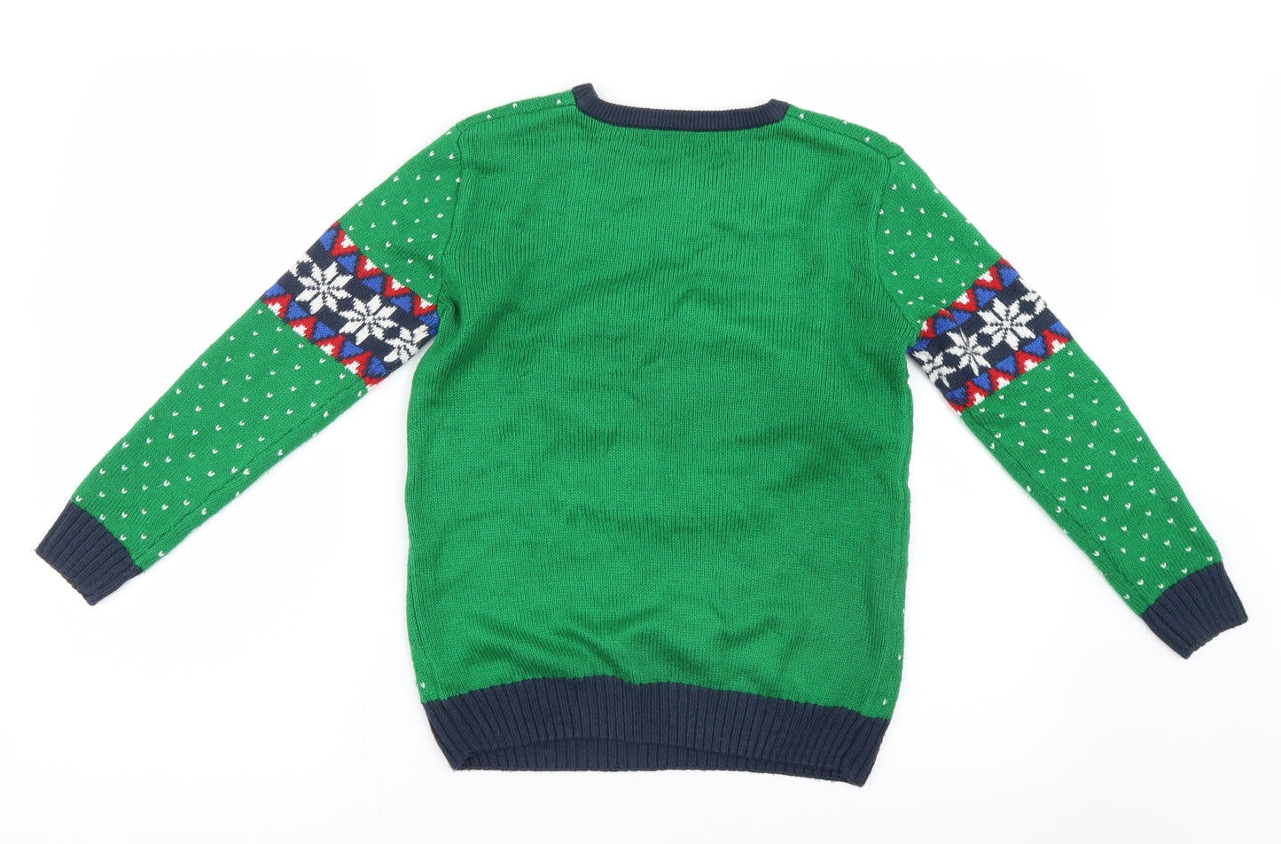 George Boys Green Geometric Knit Pullover Jumper Size 8-9 Years  - Christmas
