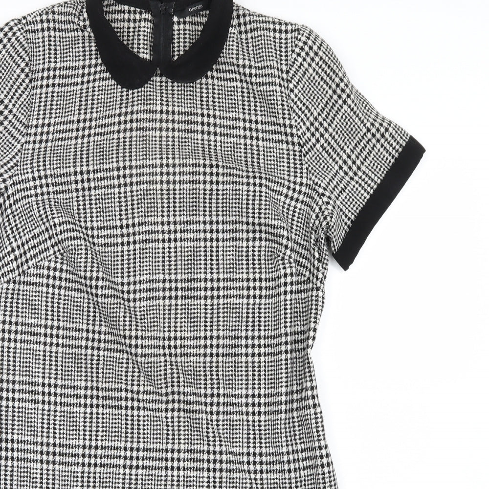George Womens Black Houndstooth  Shirt Dress  Size 10