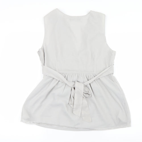 Oasis Womens Grey  Mesh Basic Blouse Size 14