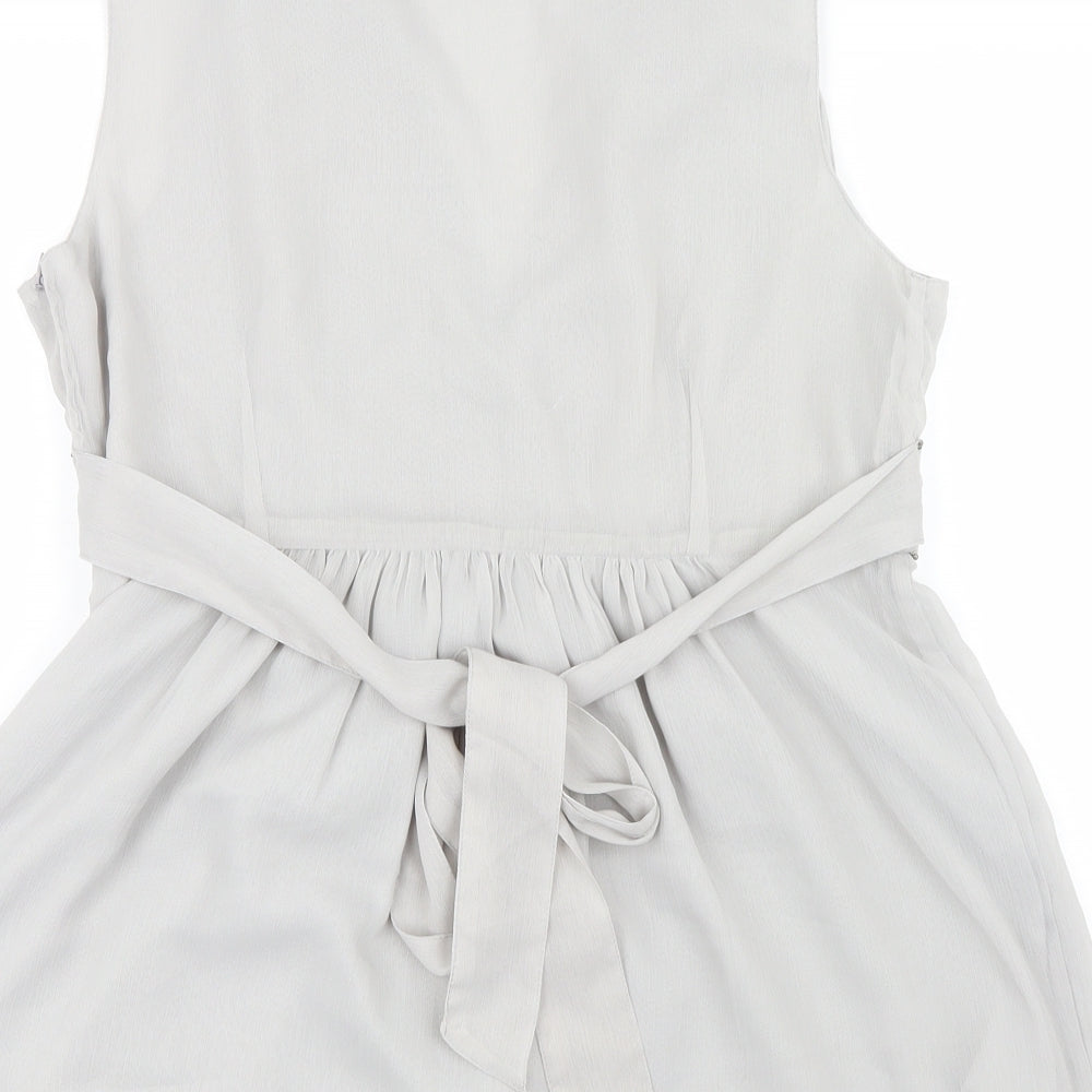 Oasis Womens Grey  Mesh Basic Blouse Size 14