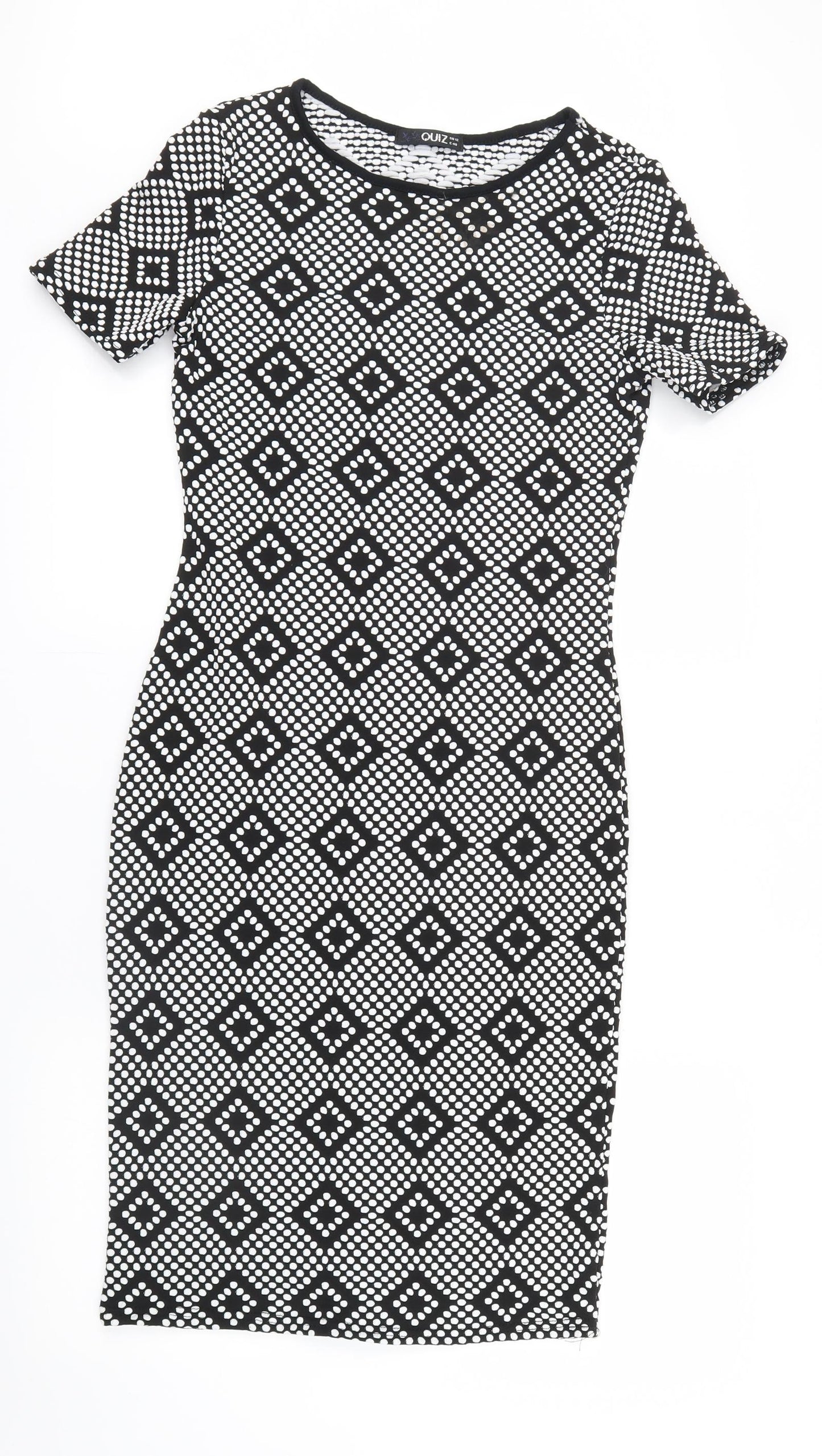 Quiz Womens Black Geometric  Shirt Dress  Size 12