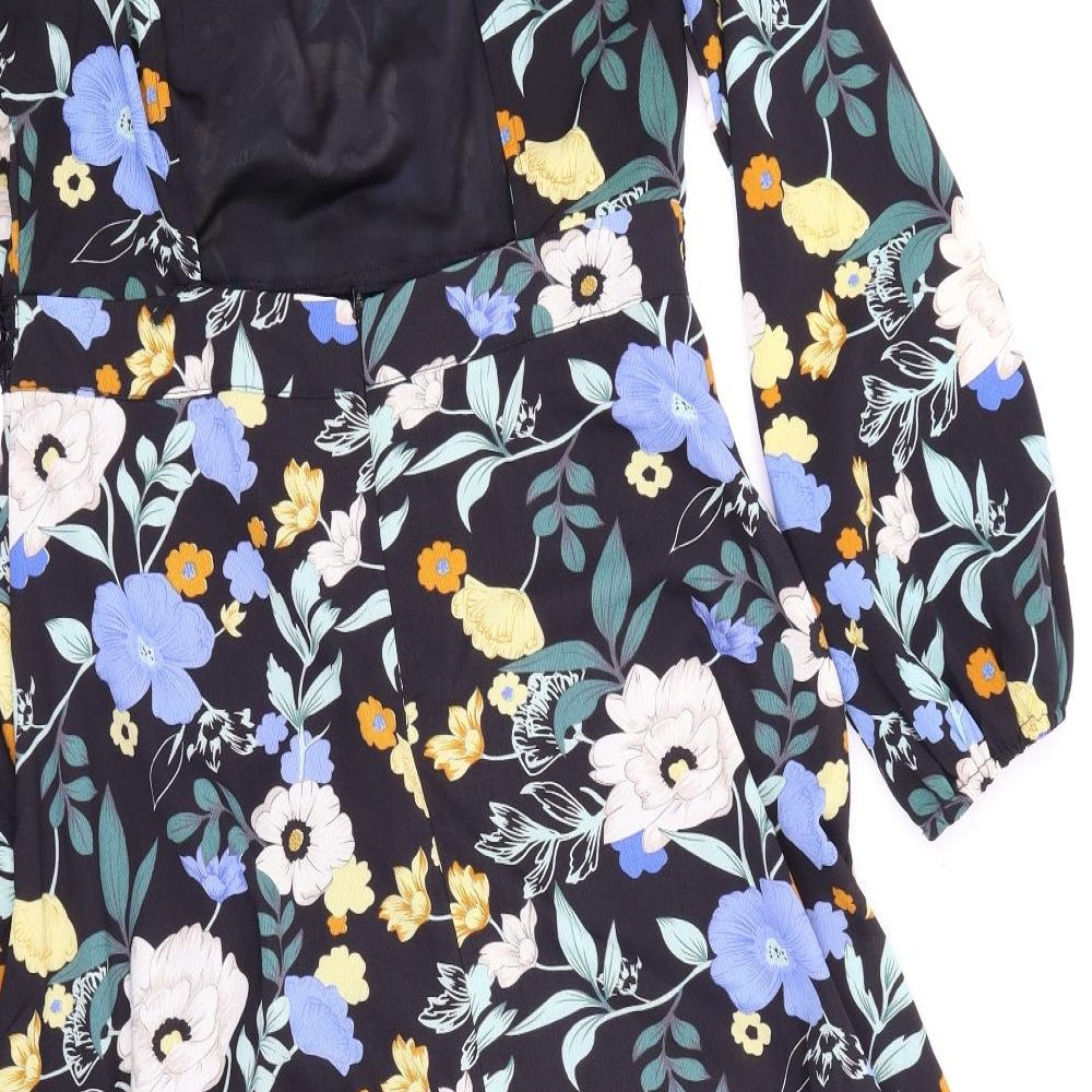 Boohoo Womens Multicoloured Floral  A-Line  Size 12