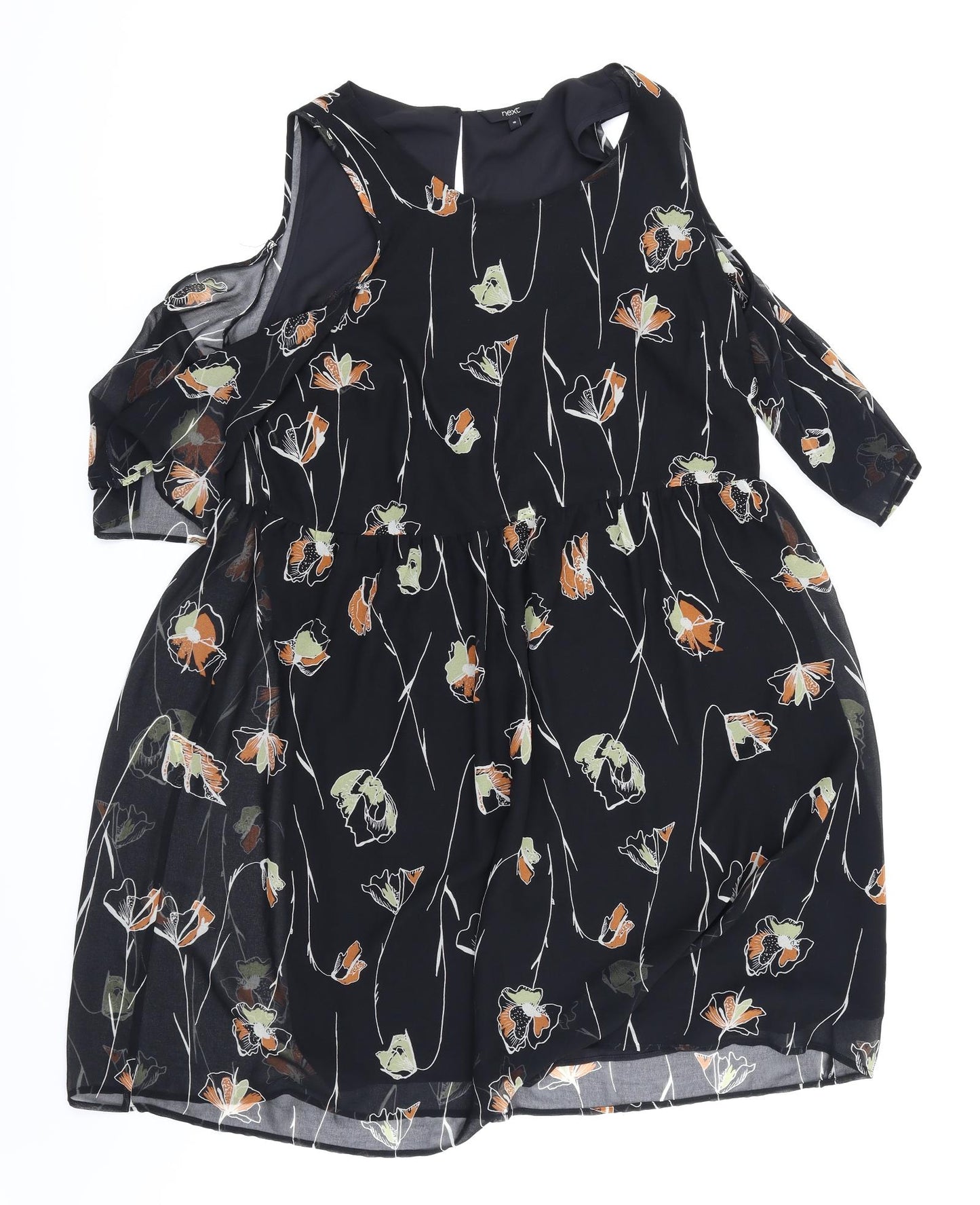NEXT Womens Black Floral  A-Line  Size 10
