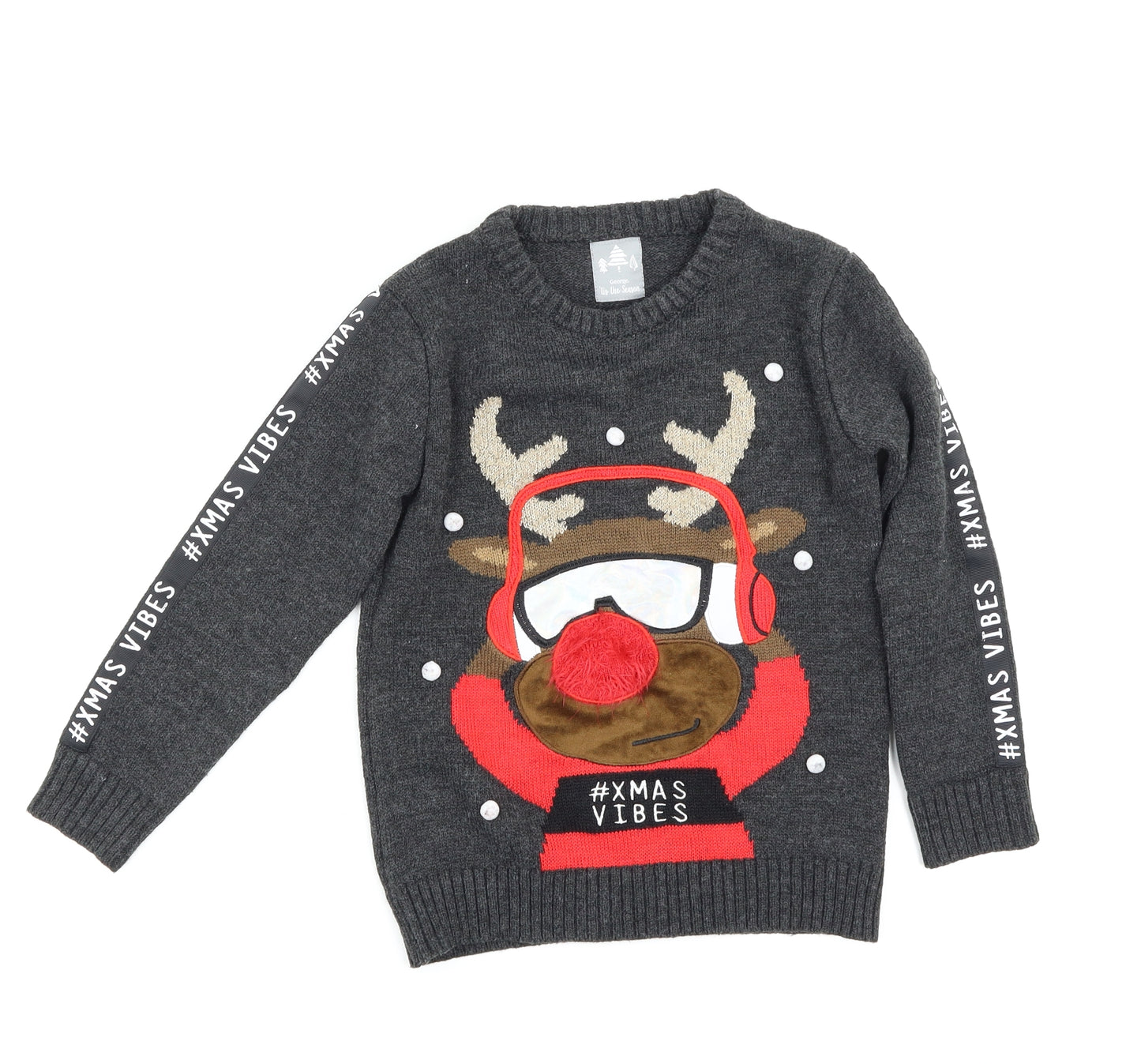 George Boys Grey   Pullover Jumper Size 6-7 Years  - Christmas