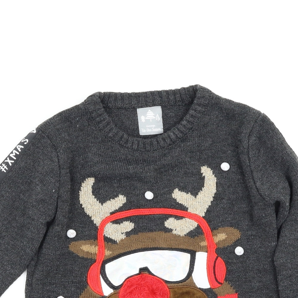 George Boys Grey   Pullover Jumper Size 6-7 Years  - Christmas