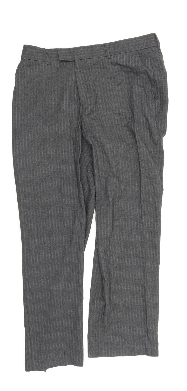 Debenhams Mens Grey Striped Dress Pants Trousers Size 36 in L28 in