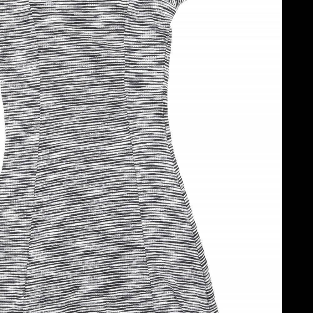 Topshop Womens Black Herringbone  Fit & Flare  Size 10