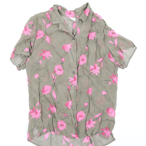 Casablanca Womens Green Floral  Basic Button-Up Size 16