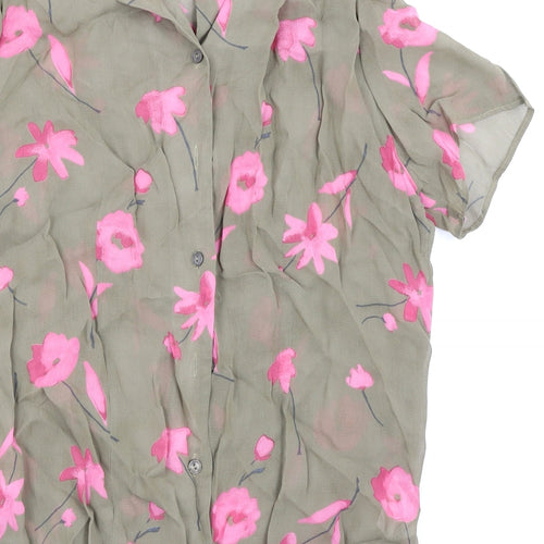 Casablanca Womens Green Floral  Basic Button-Up Size 16