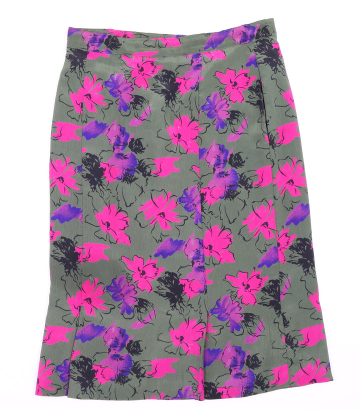 Preworn Womens Green Floral Straight & Pencil Skirt Size 14