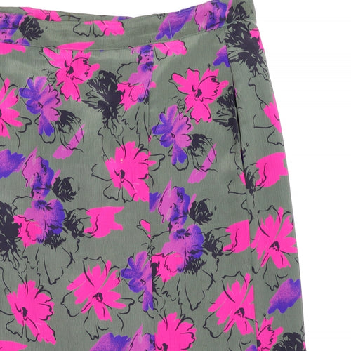 Preworn Womens Green Floral  Straight & Pencil Skirt Size 14