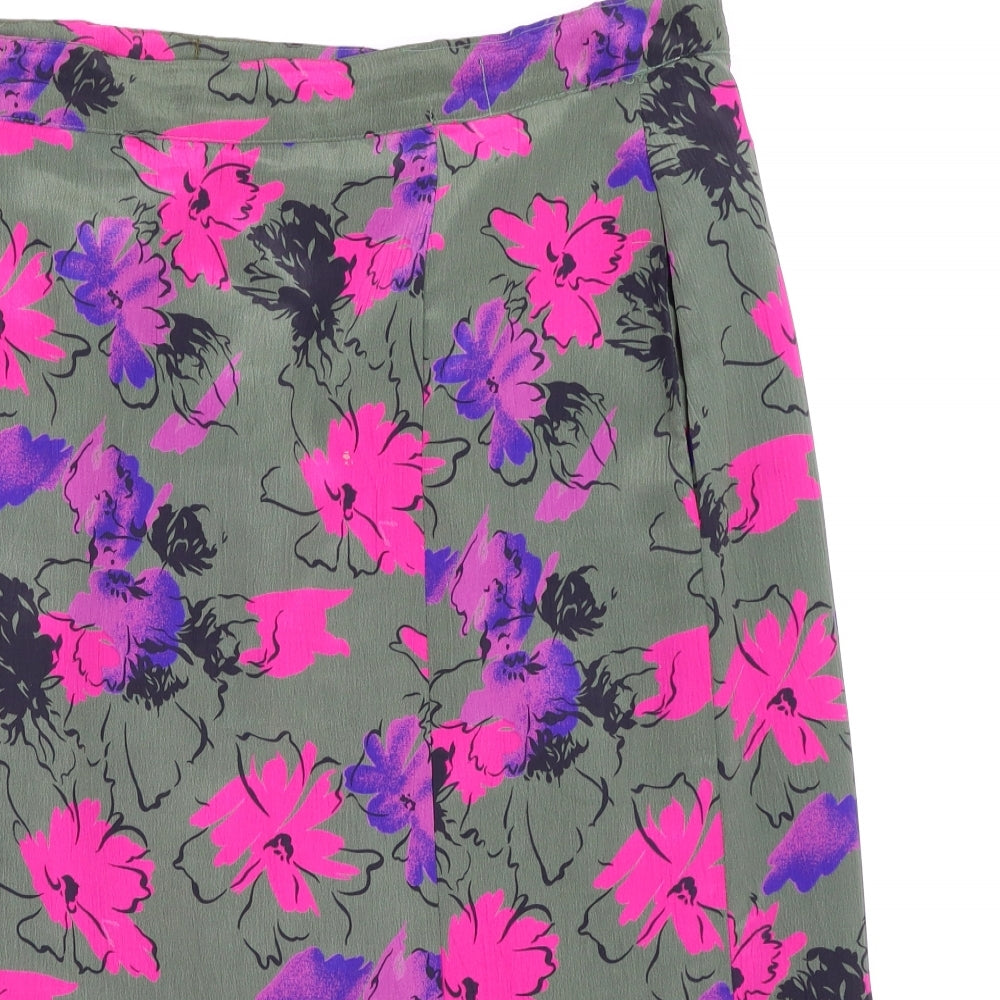 Preworn Womens Green Floral  Straight & Pencil Skirt Size 14