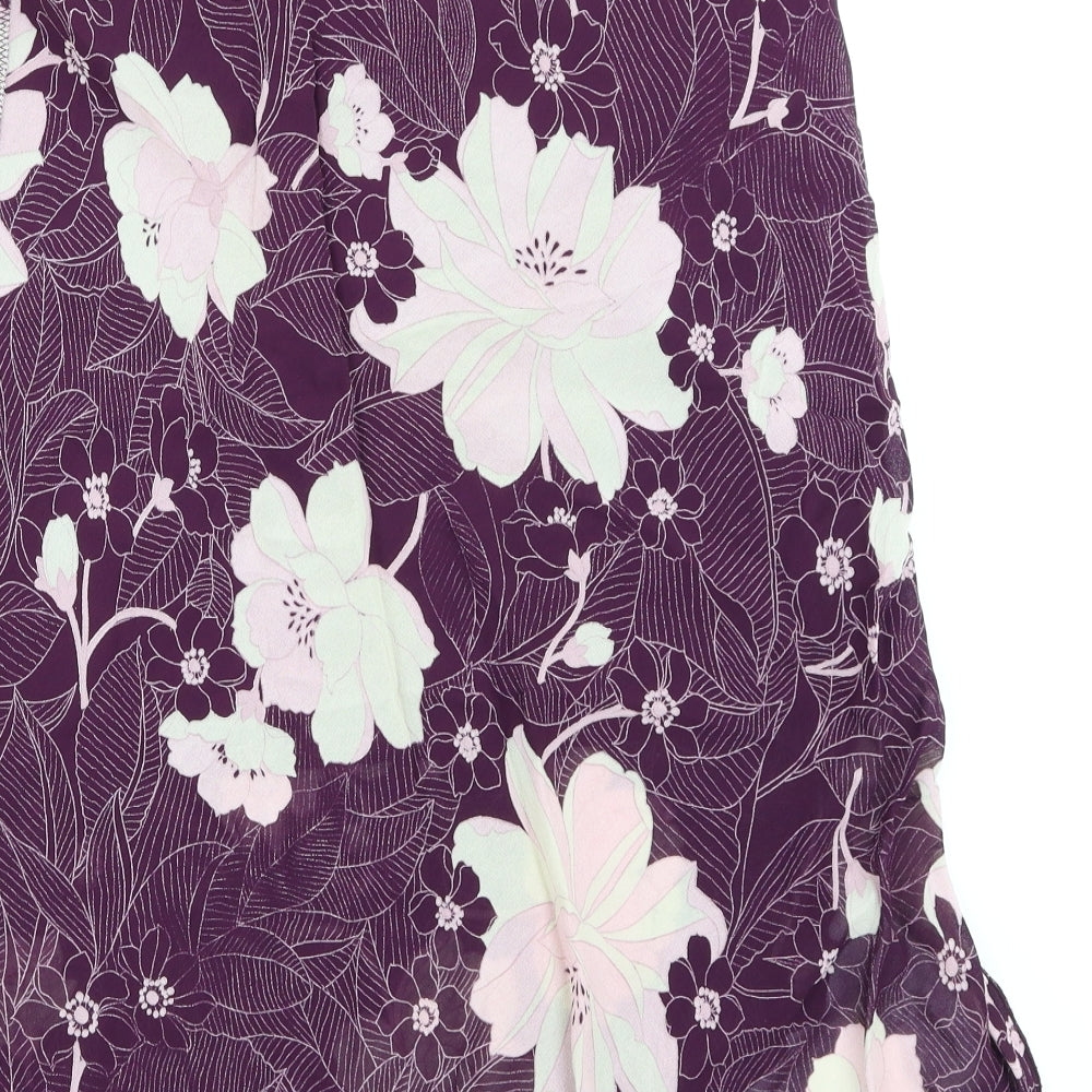 Berkertex Womens Purple Floral  A-Line Skirt Size 16