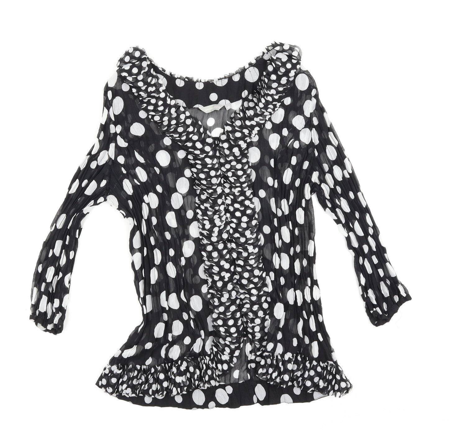 Per Una Womens Black Polka Dot  Basic Blouse Size 18