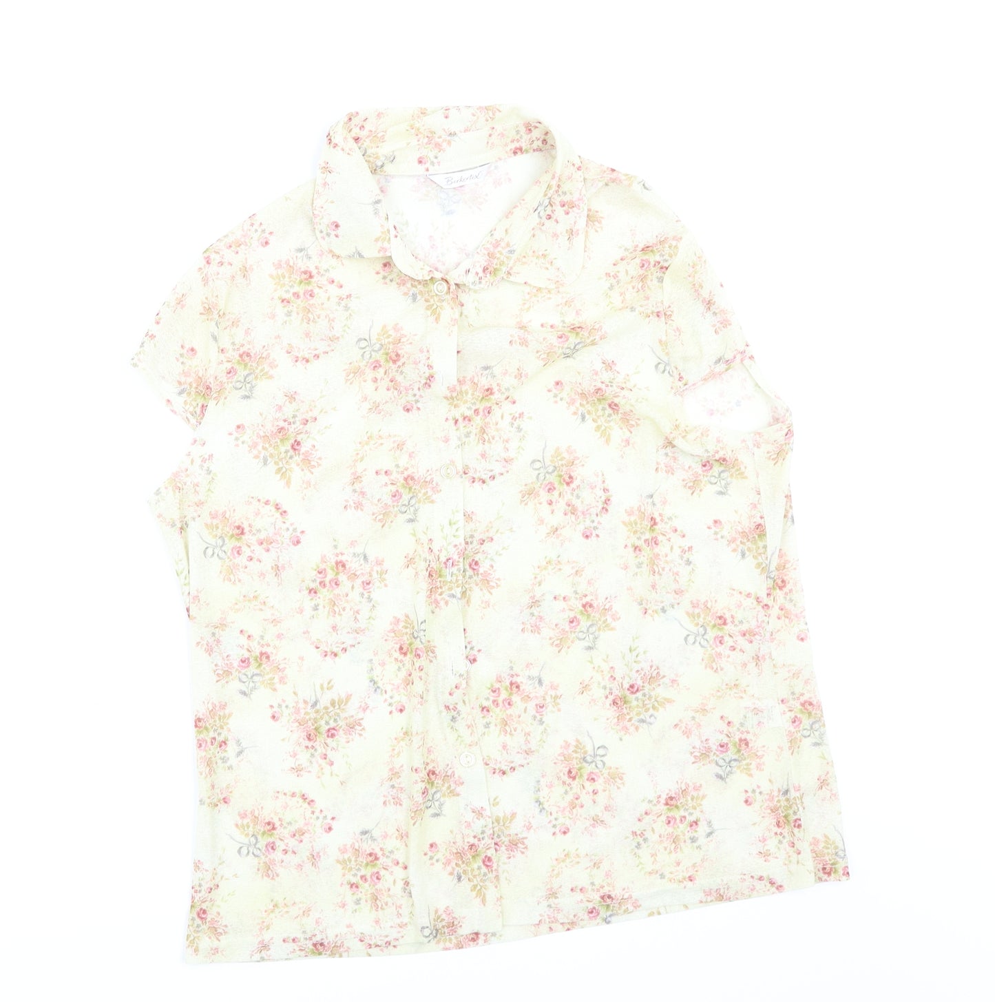 Berkertex Womens Yellow Floral  Basic Button-Up Size 16