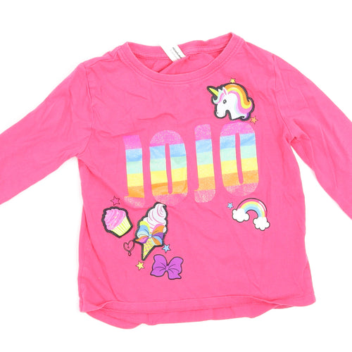 JoJo Silva Girls Pink   Basic T-Shirt Size 6-7 Years  - Unicorns