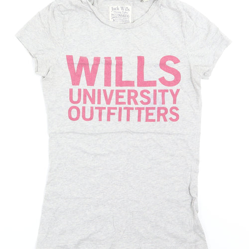 Jack Wills Womens Grey   Basic T-Shirt Size 8